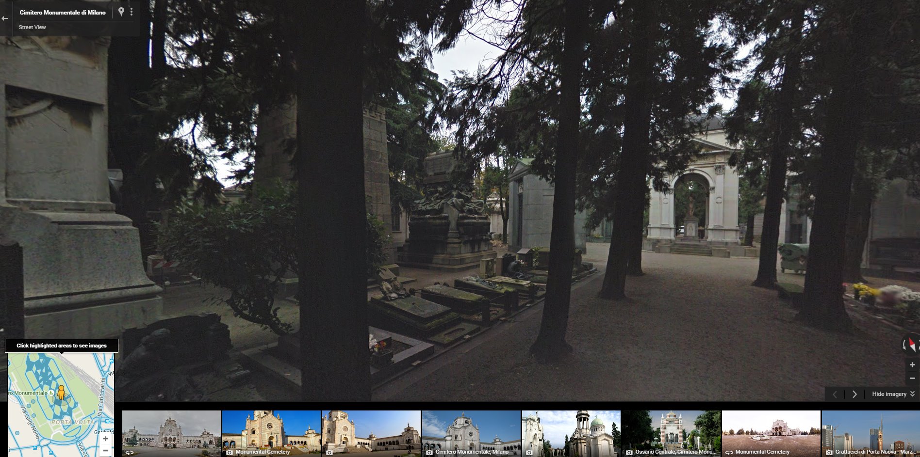 Il Cimitero Monumentale di Milano su Google Street View