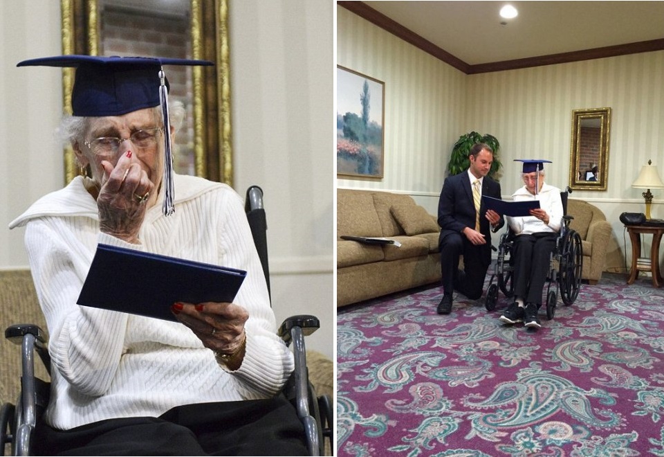 Anziana 97enne si diploma: aveva smesso di studiare per prendersi cura dei fratellini