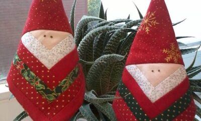 Idee patchwork per Natale, folletti da appendere