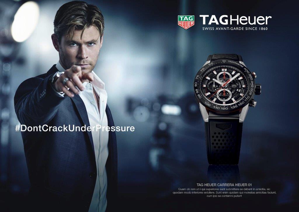TAG Heuer Chris Hemsworth e Tom Brady: la campagna #dontcrackunderpressure con il Carrera Heuer 01