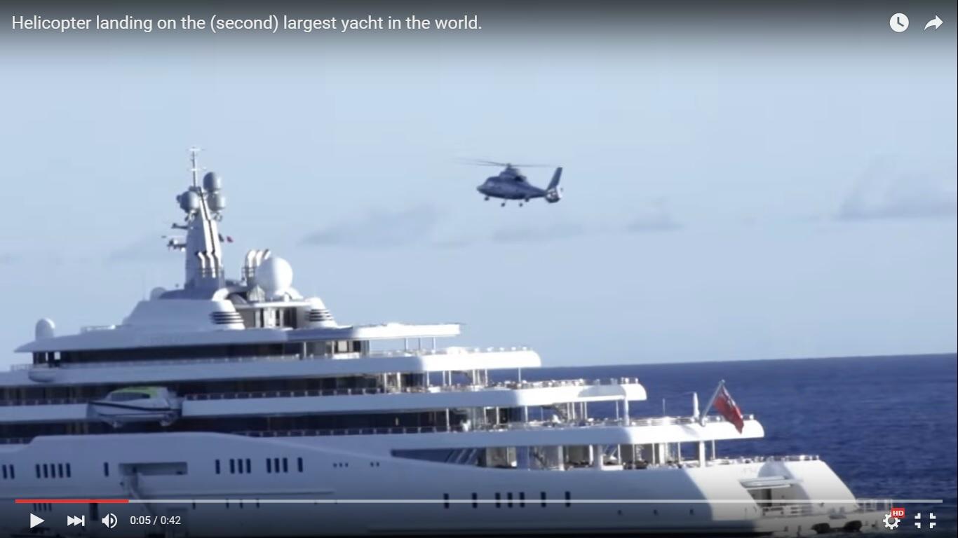 Elicottero atterra sul mitico yacht di lusso Eclipse [Video]
