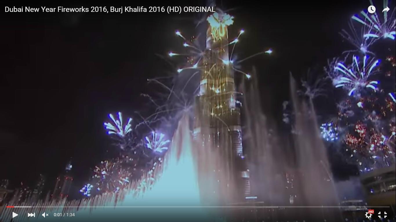 Burj Khalifa di Dubai: festeggiamenti di lusso per Capodanno 2016 [Video]