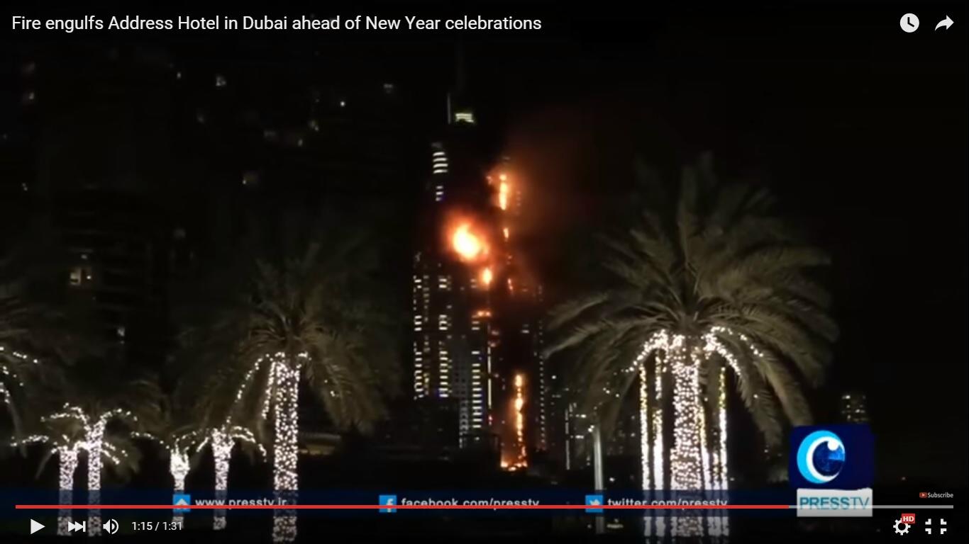 Address Hotel di Dubai in fiamme alla vigilia di Capodanno 2016 [Video]