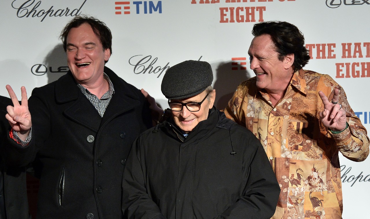 The Hateful Eight premiere Roma: il red carpet a Cinecittà con Quentin Tarantino, Ennio Morricone e Michael Madsen