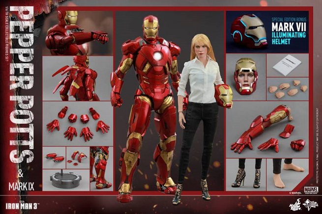 Iron Man 3: l&#8217;action figure di Pepper con la Mark IX di Hot Toys