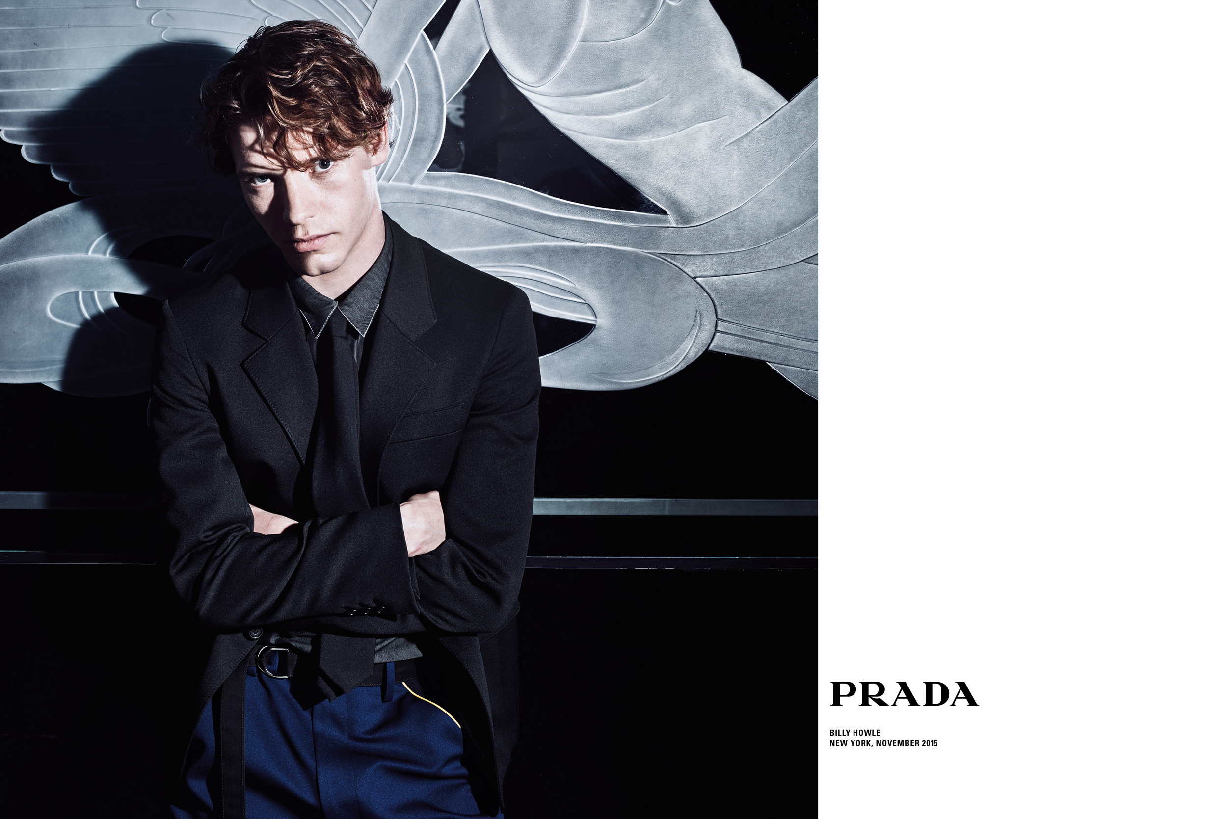 Prada Uomo campagna pubblicitaria primavera estate 2016: testimonial Matthew Beard, Billy Howle e Logan Lerman