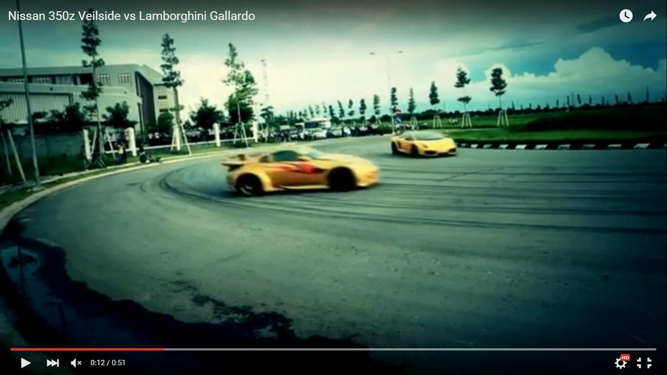 Drifting scenografico con una Nissan 350 Z e una Lamborghini Gallardo [Video]