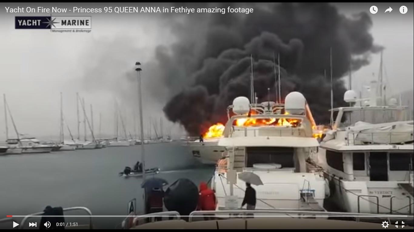 Yacht di lusso a fuoco in una marina della Turchia [Video]