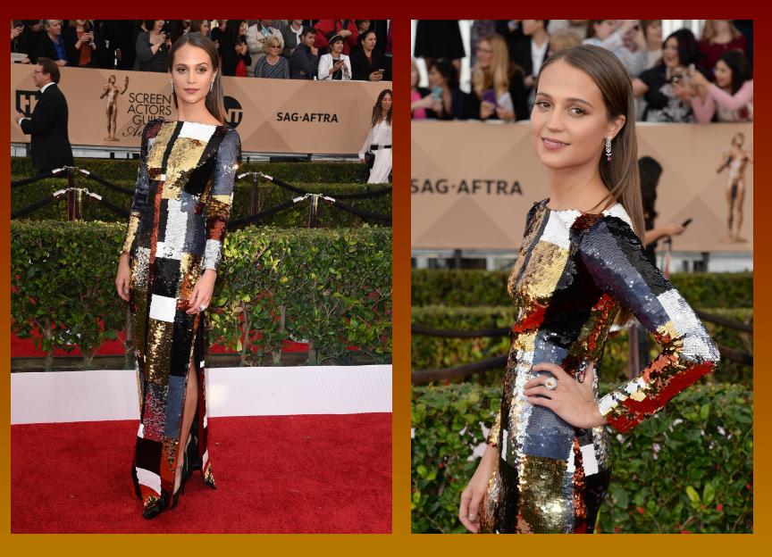 Louis Vuitton per il look di Alicia Vikander a Los Angeles per il SAG Award