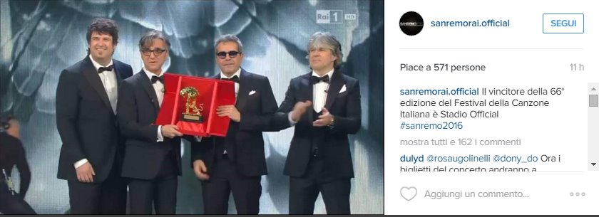 Festival Sanremo 2016: vincono gli Stadio, tutti i look della serata finale visti su Instagram