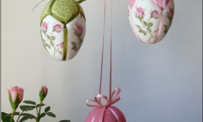 Decorazioni di Pasqua al patchwork, uova da appendere