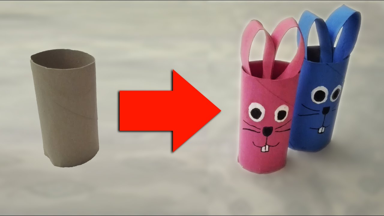 Lavoretti di Pasqua: coniglietti pasquali fatti con rotoli di carta igienica