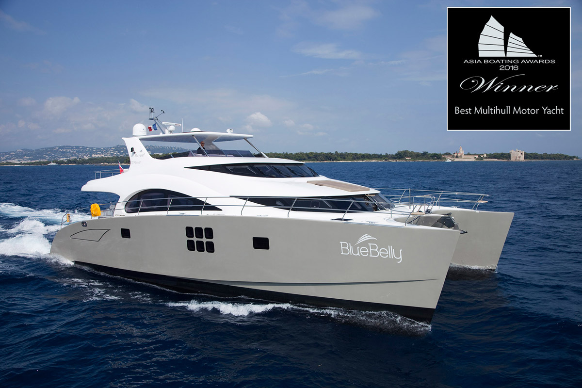 Yacht di lusso 70 Sunreef Power Blu Belly spicca agli Asia Boating Awards