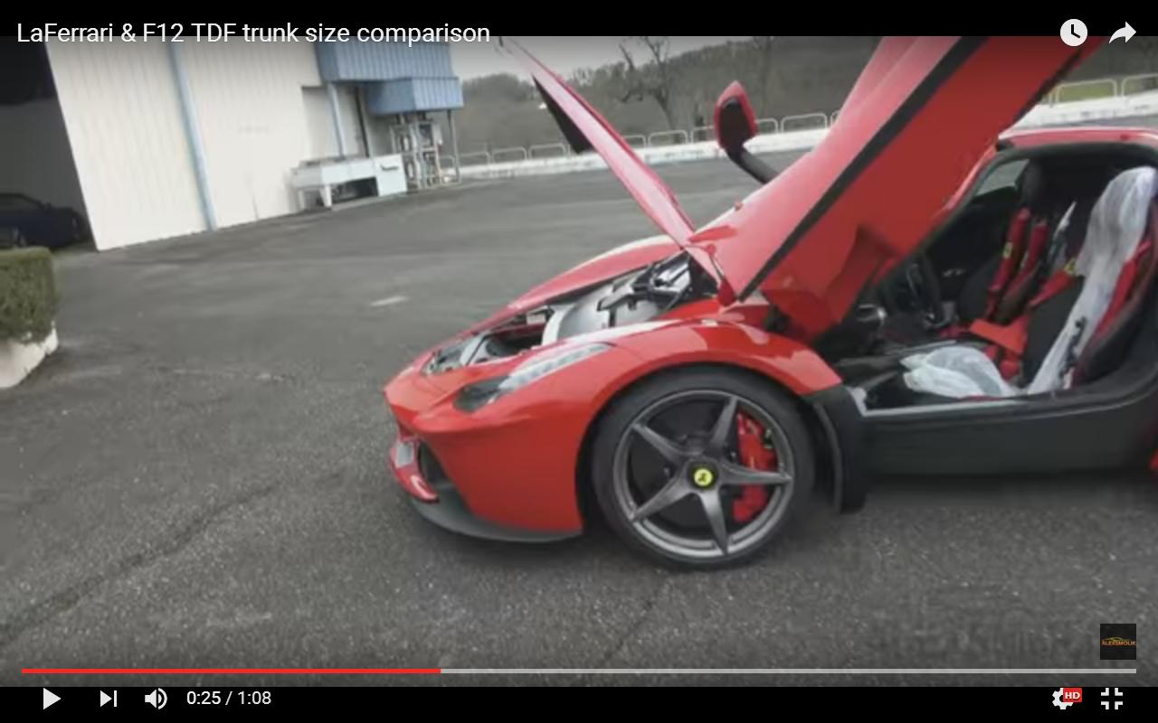 Ferrari LaFerrari ed F12tdf: prove bagagliaio [Video]