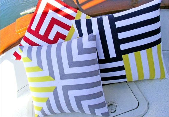 Patchwork, lavoretti creativi a righe, cuscini
