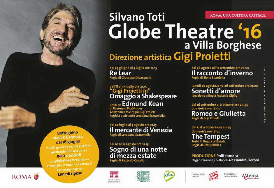 Globe Theatre, il programma della nuova stagione diretta da Gigi Proietti