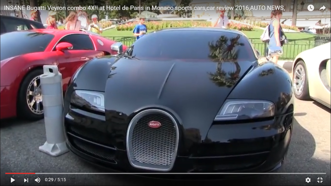 Quattro Bugatti Veyron all’hotel de Paris di Monte Carlo [Video]