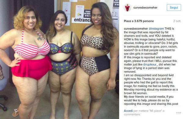 Instagram censura la foto in bikini di una ragazza curvy