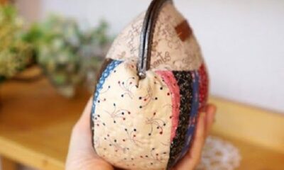 portamonete di patchwork di lato