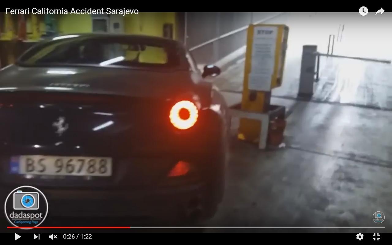 Ferrari California sbatte in un garage di Sarajevo [Video]