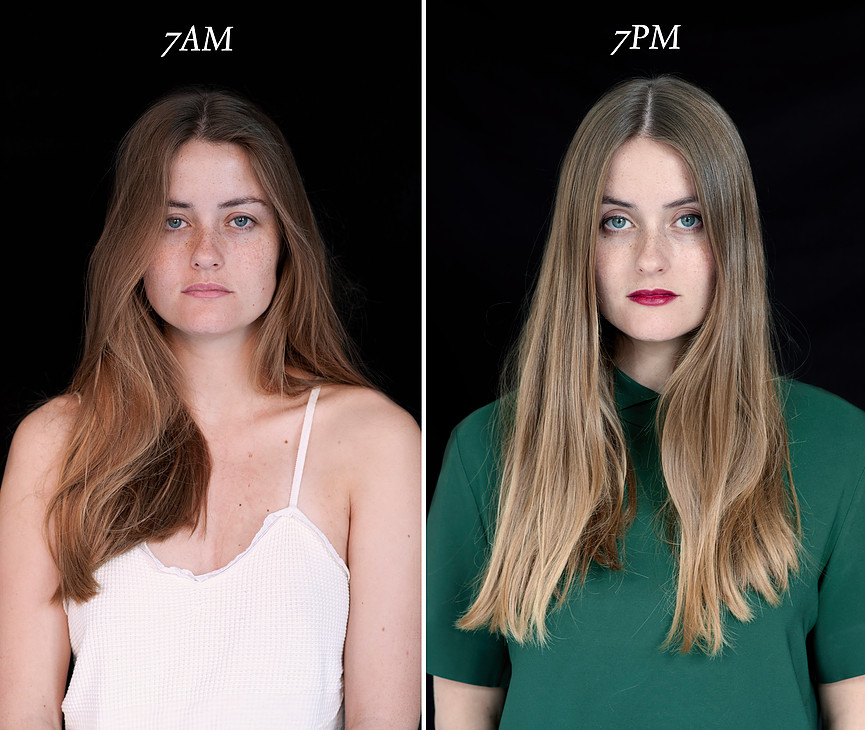 Come cambiano i volti delle persone in 12 ore: gli scatti della fotografa Barbara Iweins