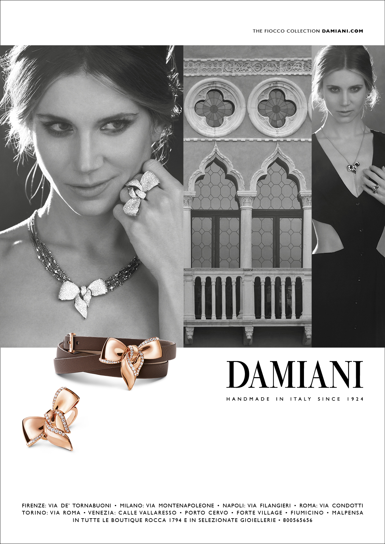Damiani campagna pubblicitaria 2016: il viaggio in Italia con Nicoletta Romanoff