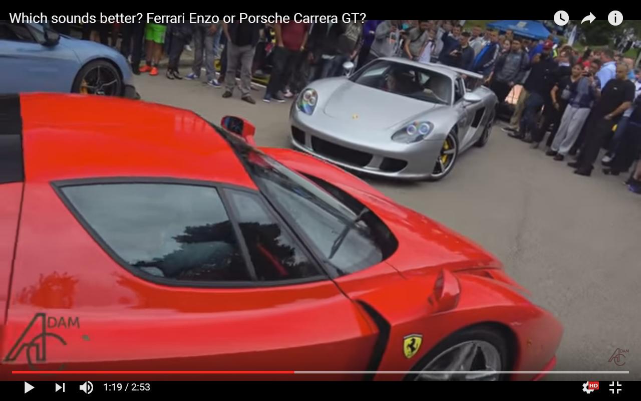 Ferrari Enzo e Porsche Carrera GT: sfida musicale [Video]