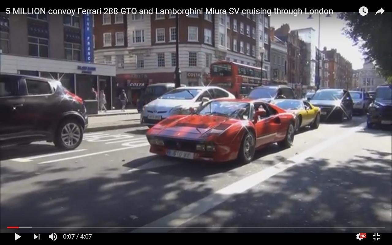 Ferrari Gto e Lamborghini Miura a Londra [Video]