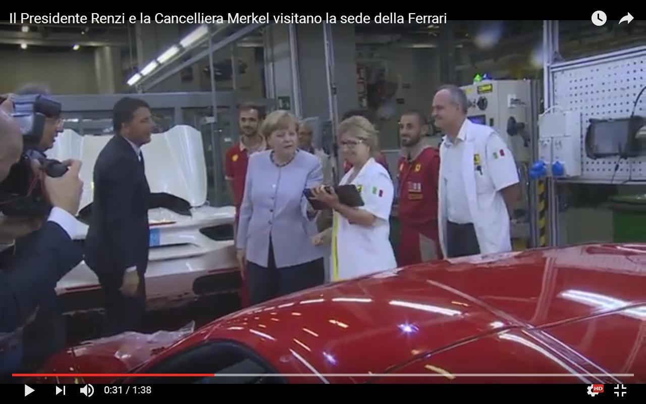 Angela Merkel e Matteo Renzi in visita alla Ferrari [Video]