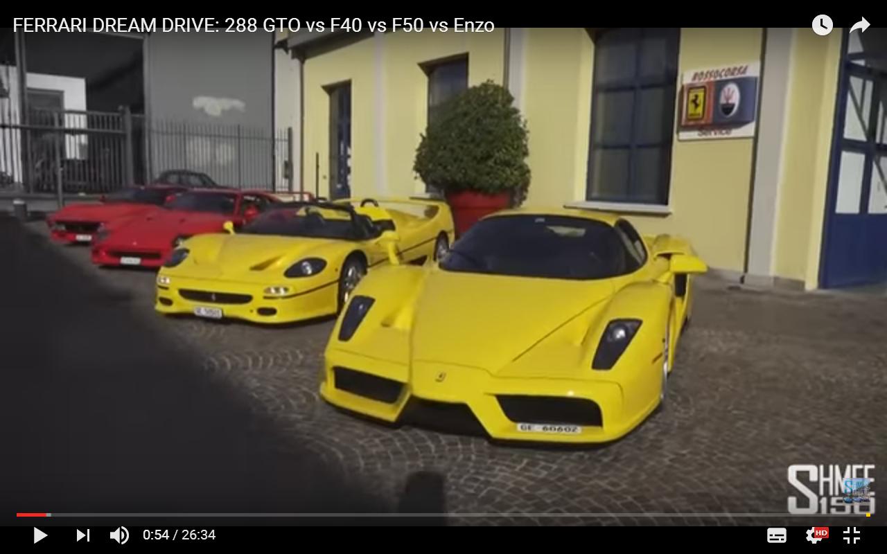 Ferrari Gto, F40, F50 ed Enzo sulle strade italiane [Video]