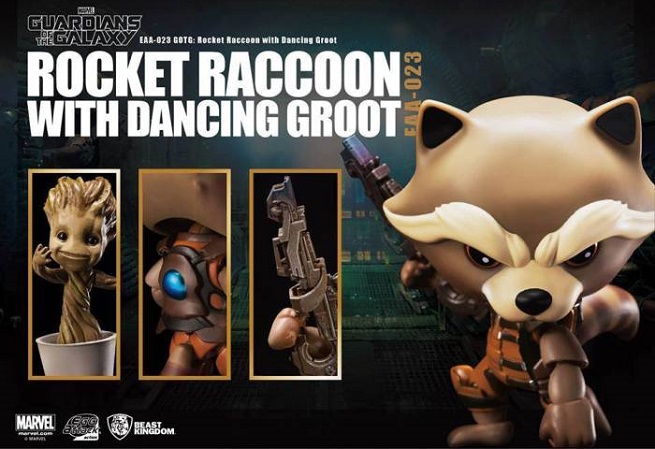 Guardiani della Galassia: Rocket Raccoon con Dancing Groot Egg Attack di Beast Kingdom