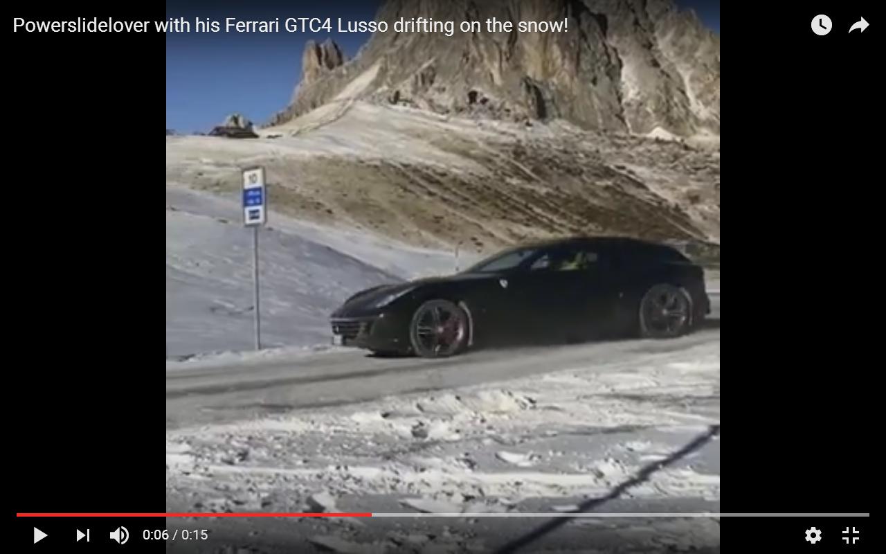 Ferrari GTC4 Lusso fa i traversi sulla neve [Video]