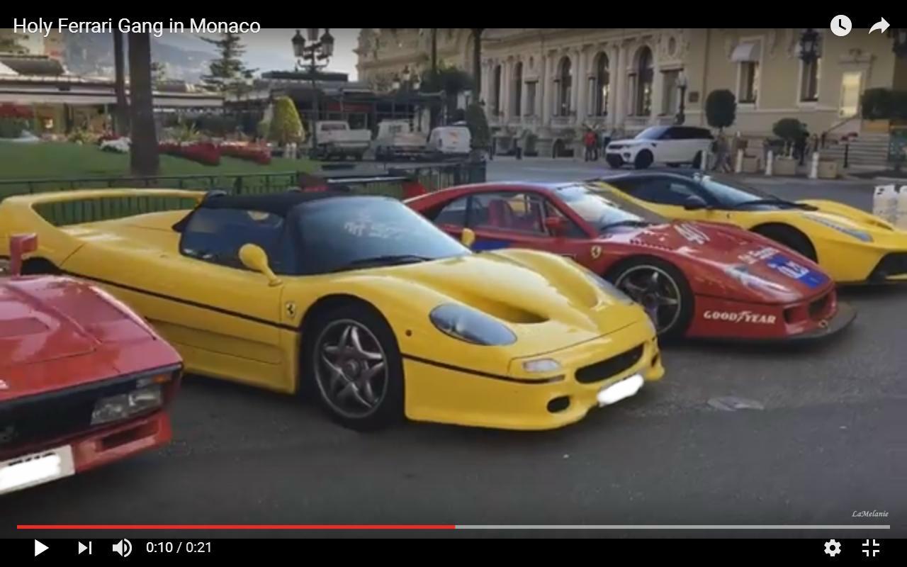 Ferrari da sogno nella piazza del Casinò a Monte Carlo [Video]