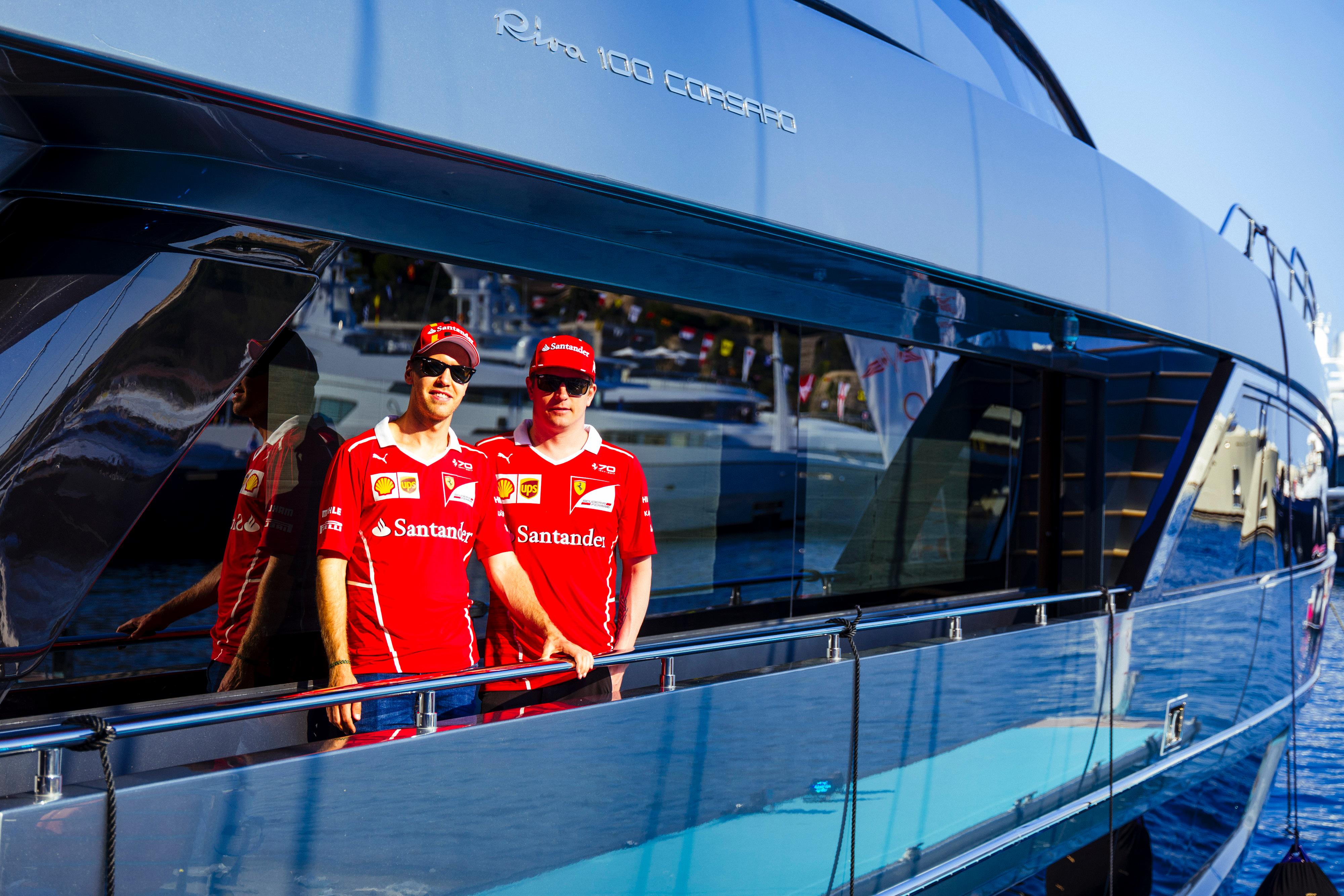Partnership Riva-Ferrari: Vettel e Raikkonen a bordo del 100&#8242; Corsaro