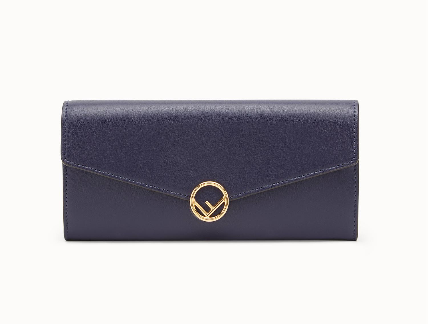 Portafoglio di lusso Fendi Continental in pelle blu