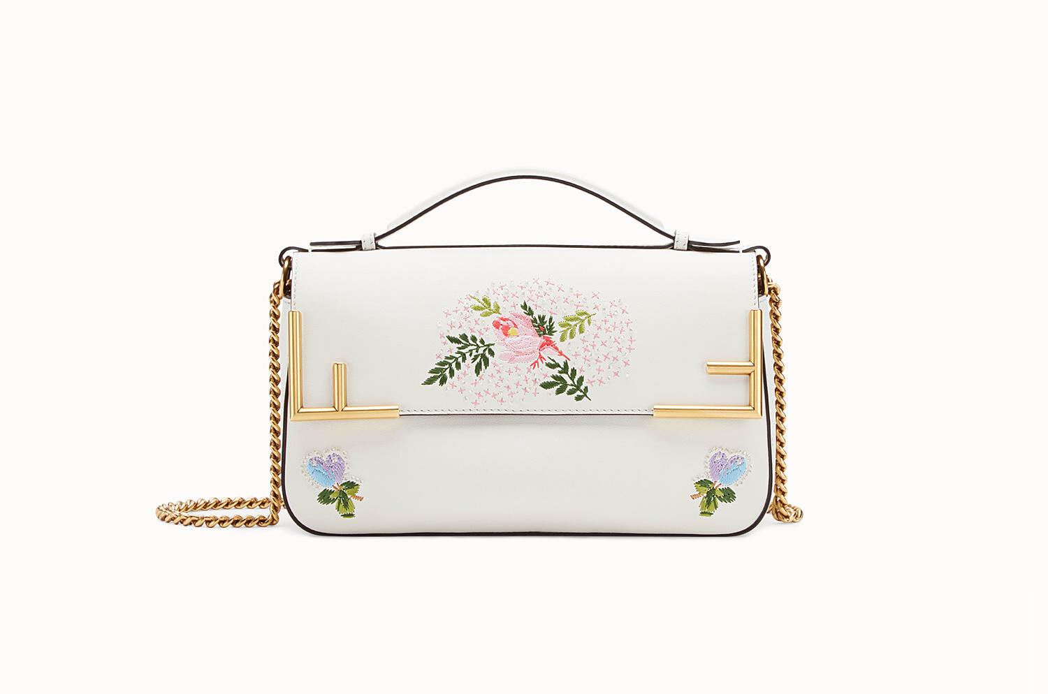 Borsa di lusso Fendi Double F con decorazioni floreali