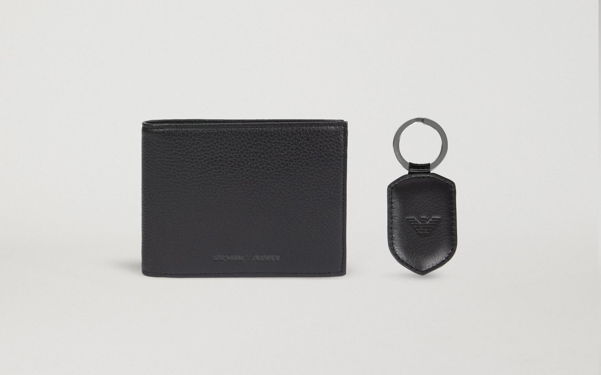 Emporio Armani: gift set portafoglio e portachiavi con logo