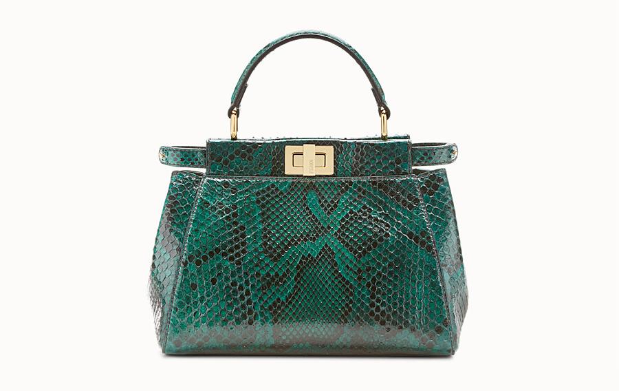 Borsa a mano Fendi Peekaboo Mini in pitone verde