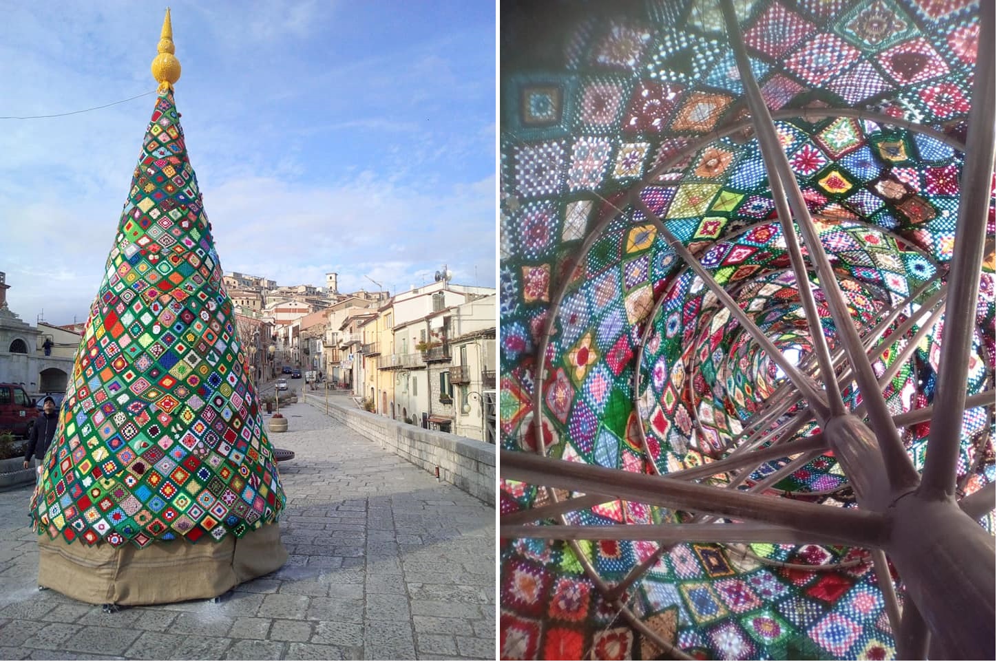 Molise: l&#8217;albero di Natale all&#8217;uncinetto realizzato dalle donne del paese