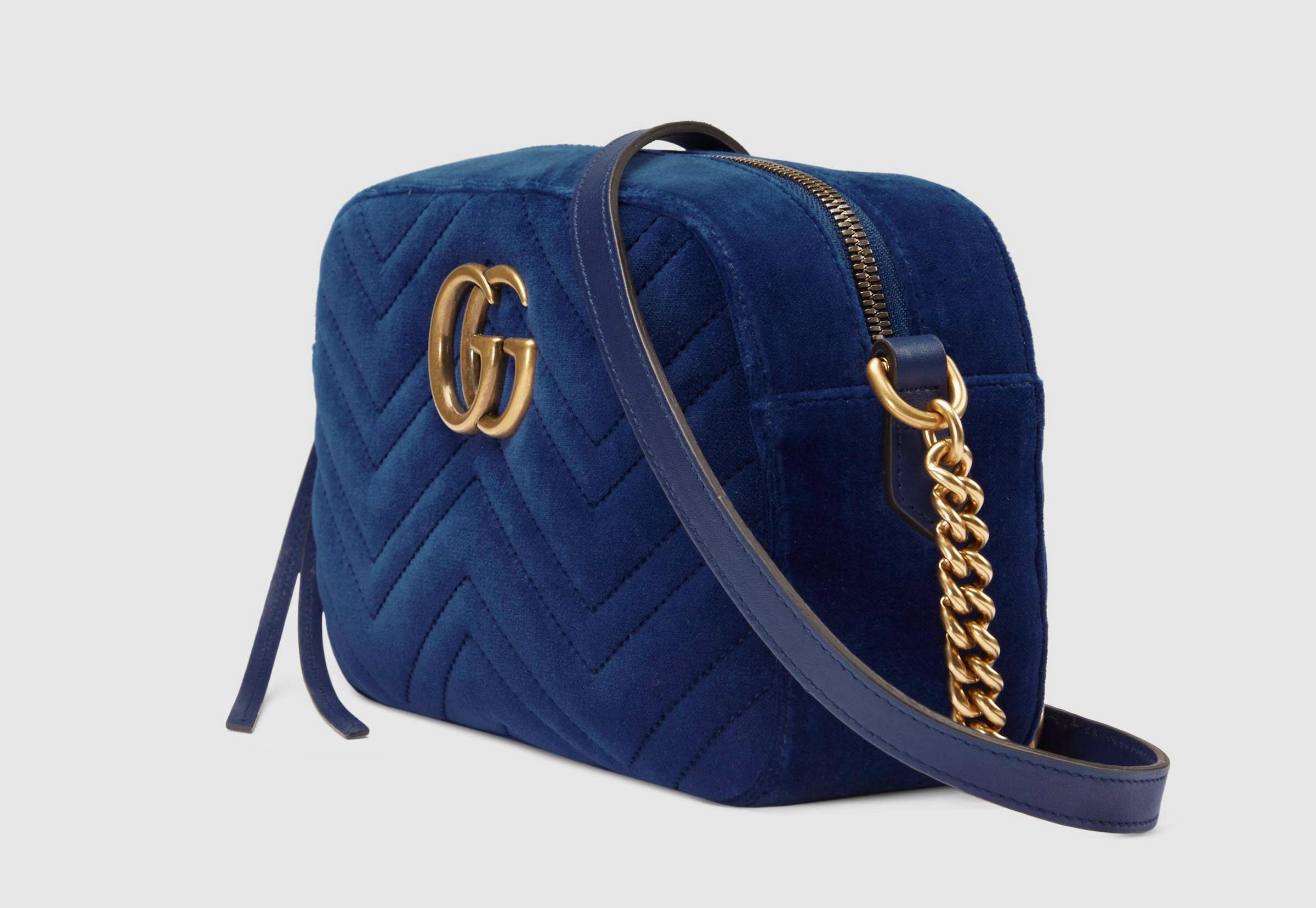 Natale 2018: Borsa a spalla Gucci GG Marmont in velluto misura piccola