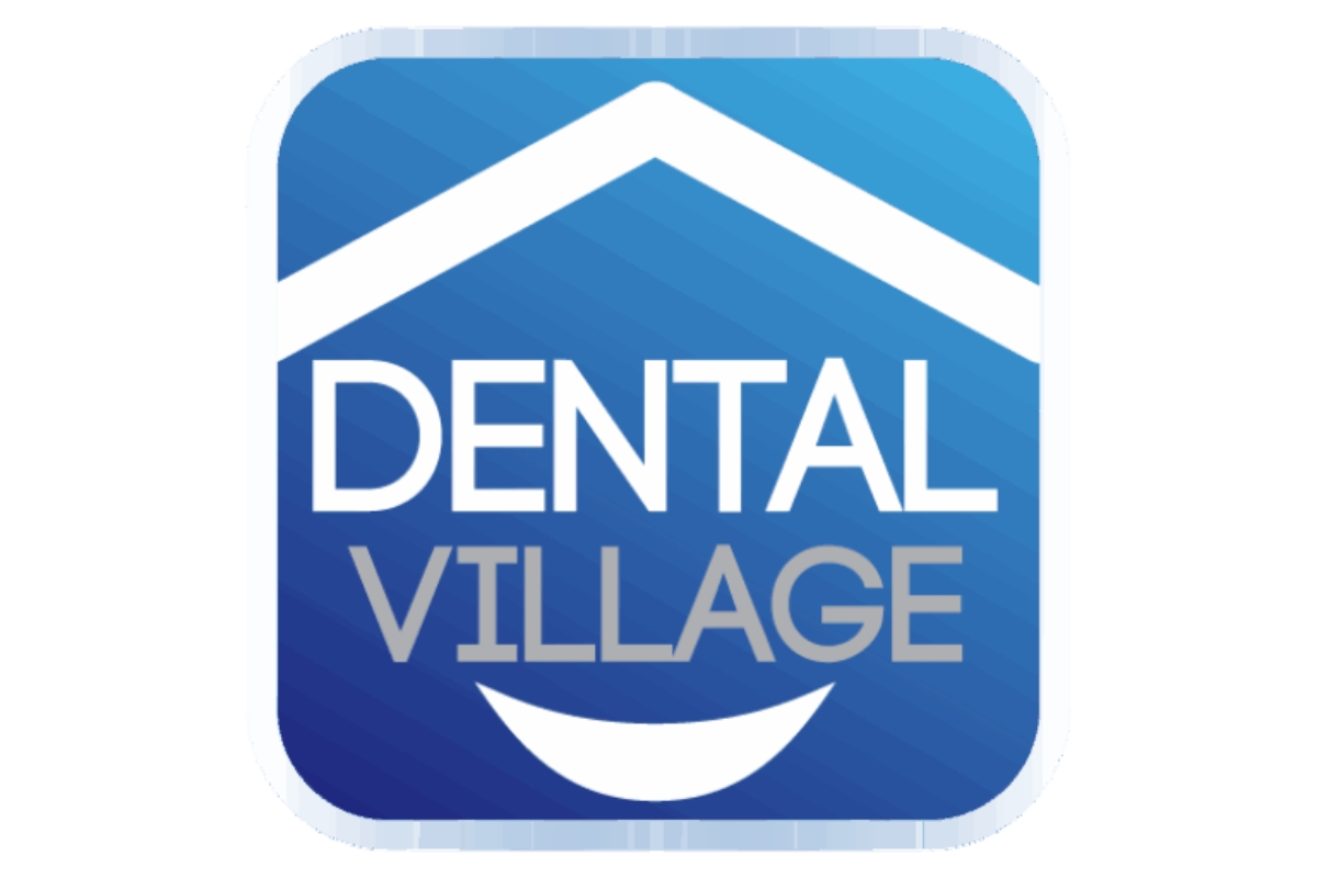 Il logo di Dental Village caratterizzato dall'alternanza cromatica tra il blu e il bianco.